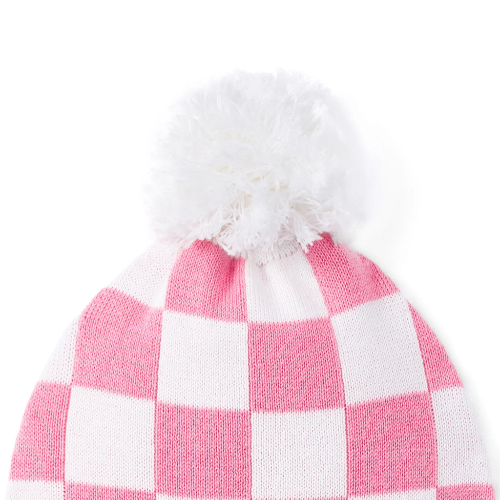 Beautifully Spotted™ Pink Checker Knit Baby Beanie