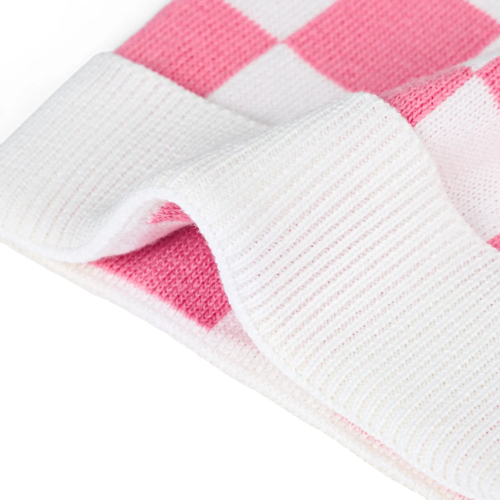 Beautifully Spotted™ Pink Checker Knit Baby Beanie