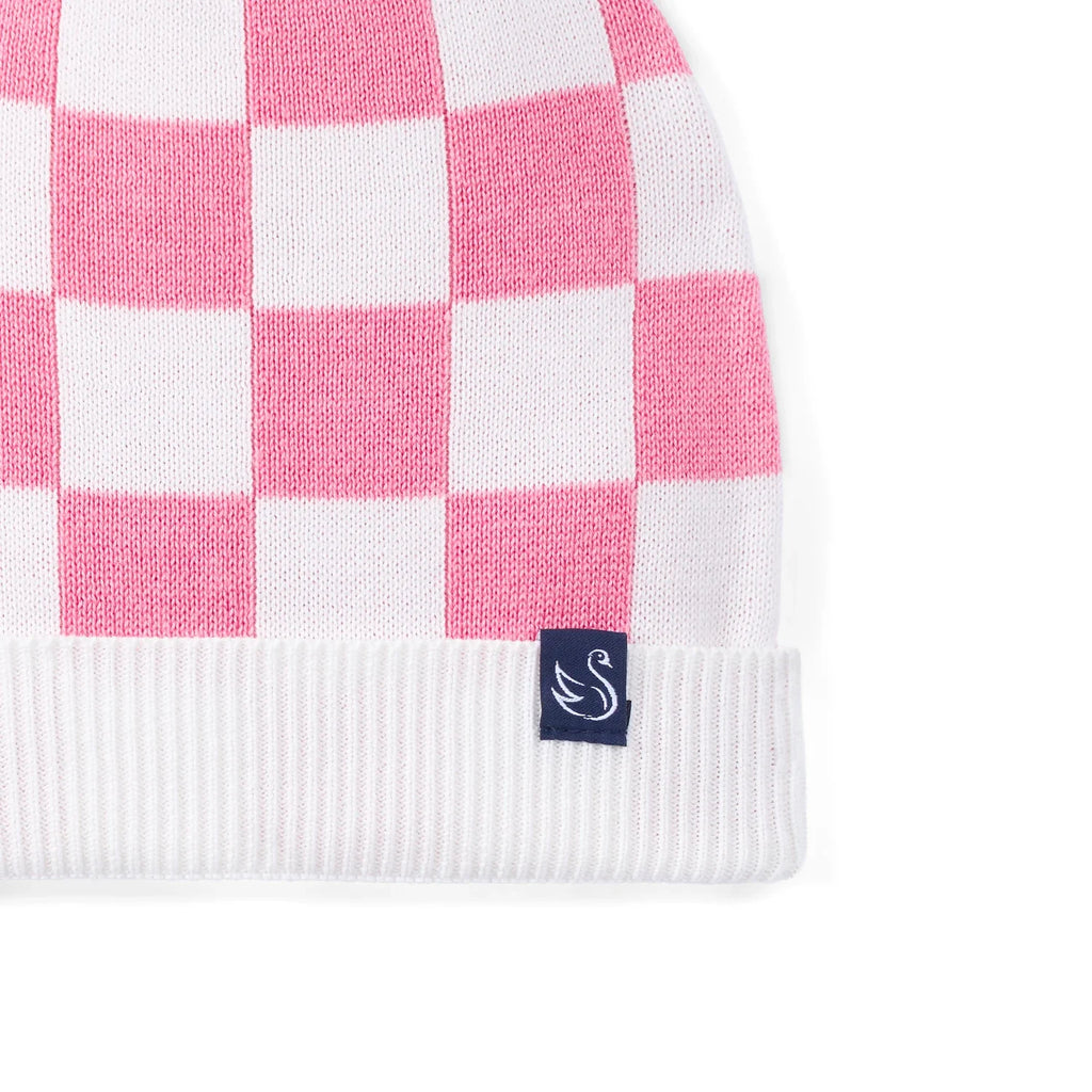 Beautifully Spotted™ Pink Checker Knit Baby Beanie