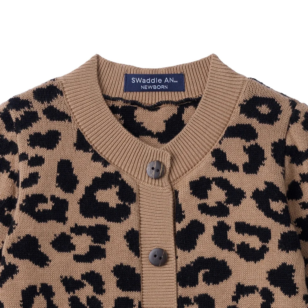Beautifully Spotted™ Leopard Knit Button-Front Baby Romper