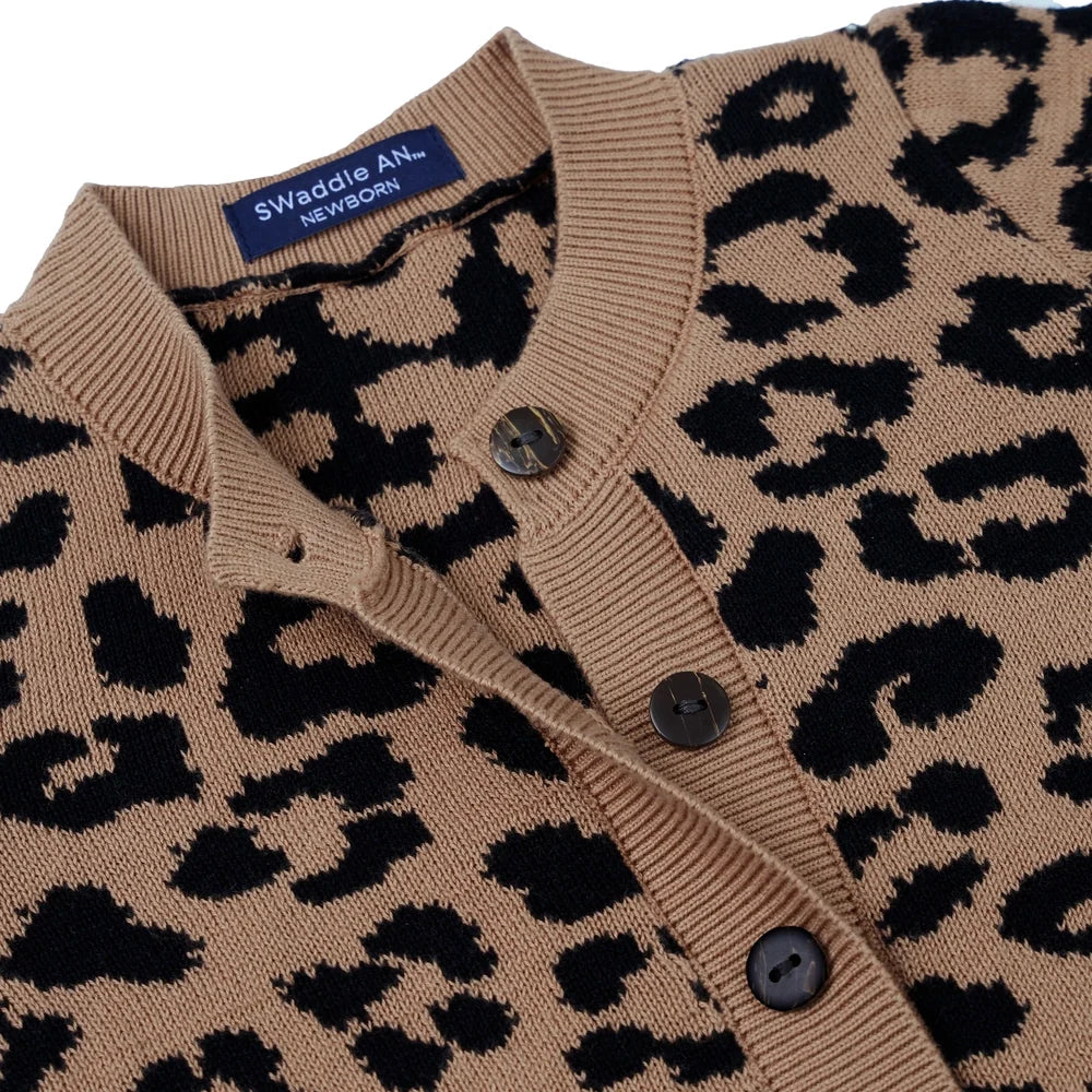 Beautifully Spotted™ Leopard Knit Button-Front Baby Romper
