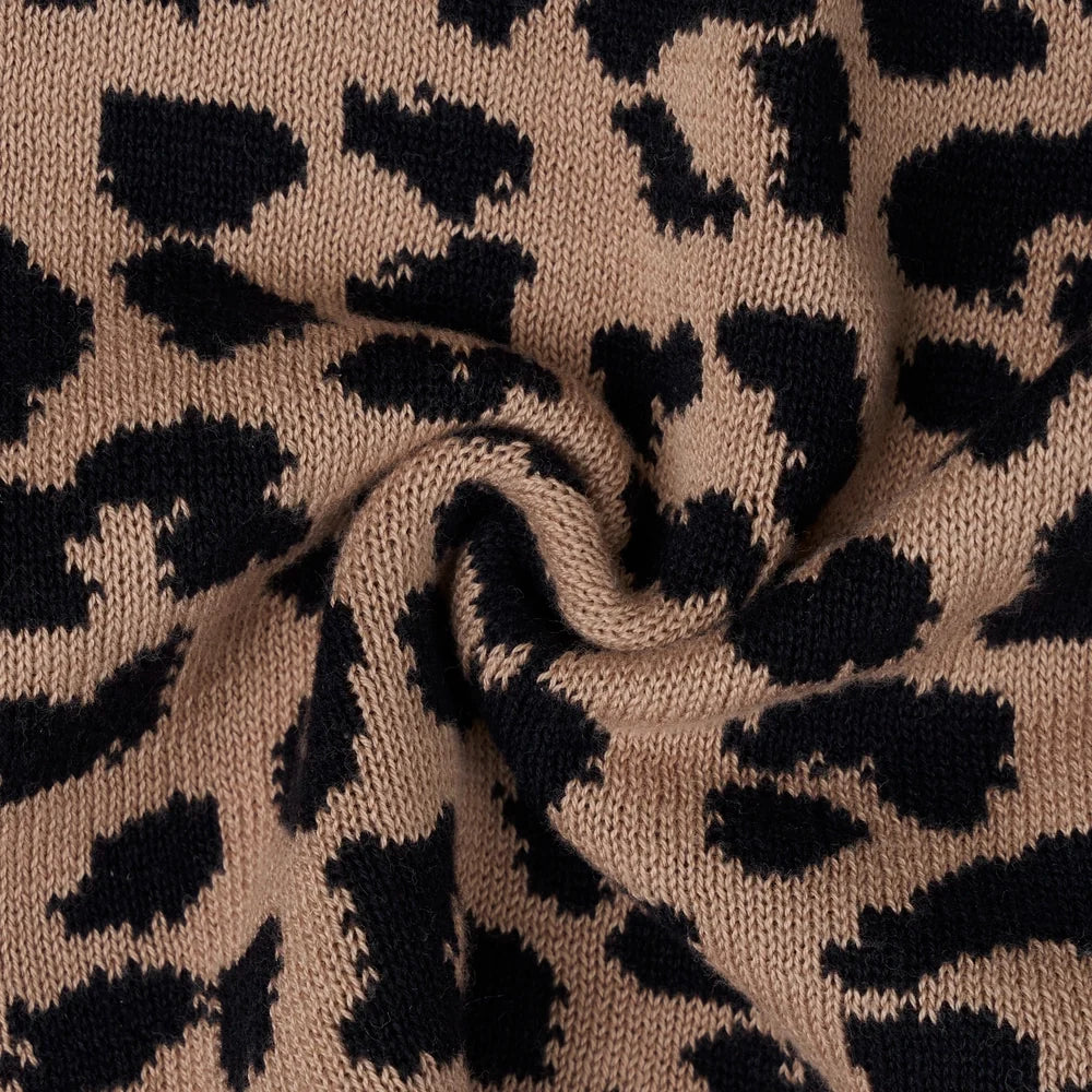 Beautifully Spotted™ Leopard Knit Button-Front Baby Romper