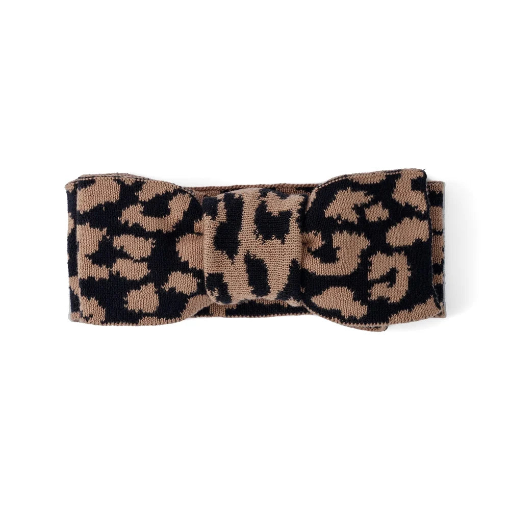 Beautifully Spotted™ Classic Knit Baby Bow Headband – Leopard