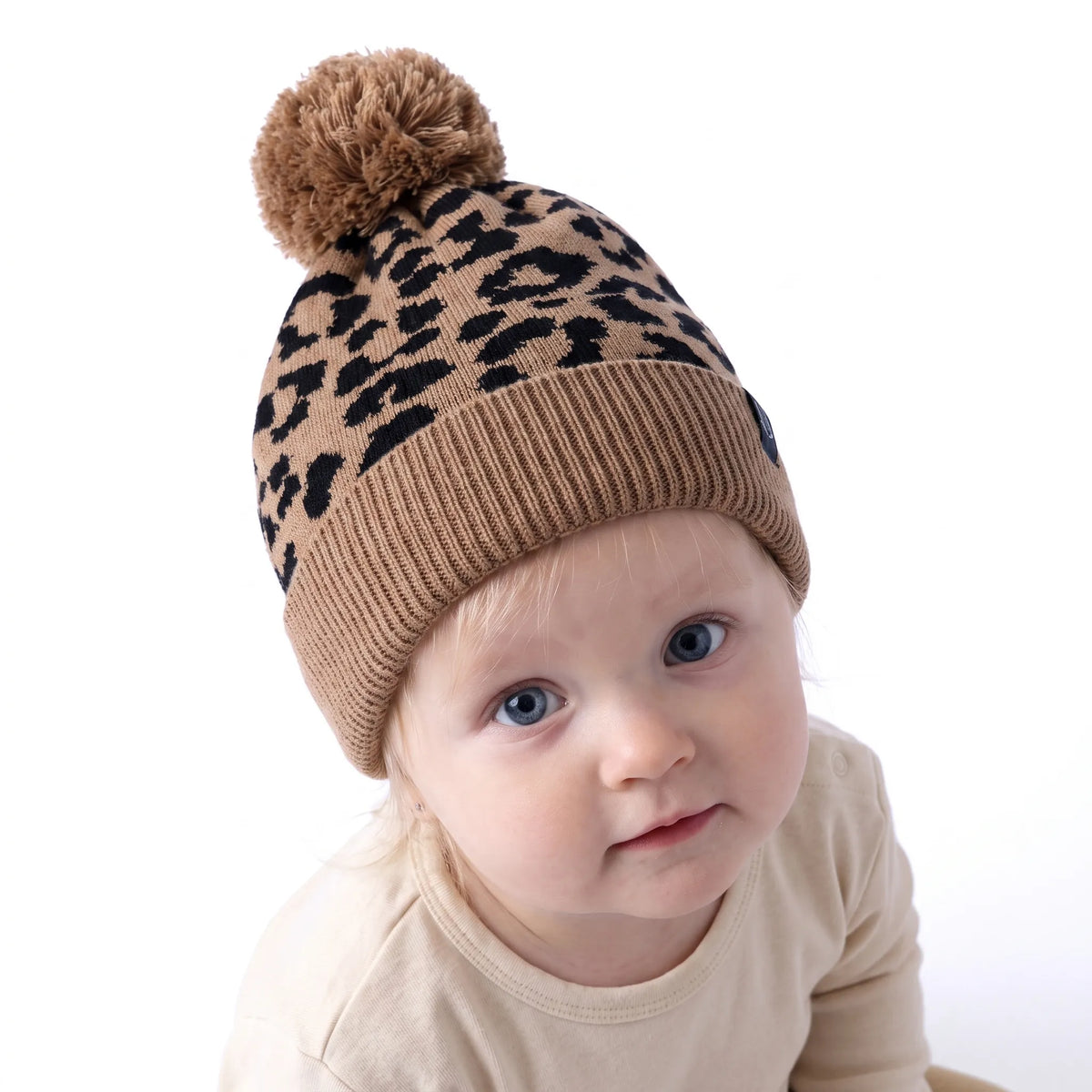 Beautifully Spotted™ Leopard Pom Baby Beanie
