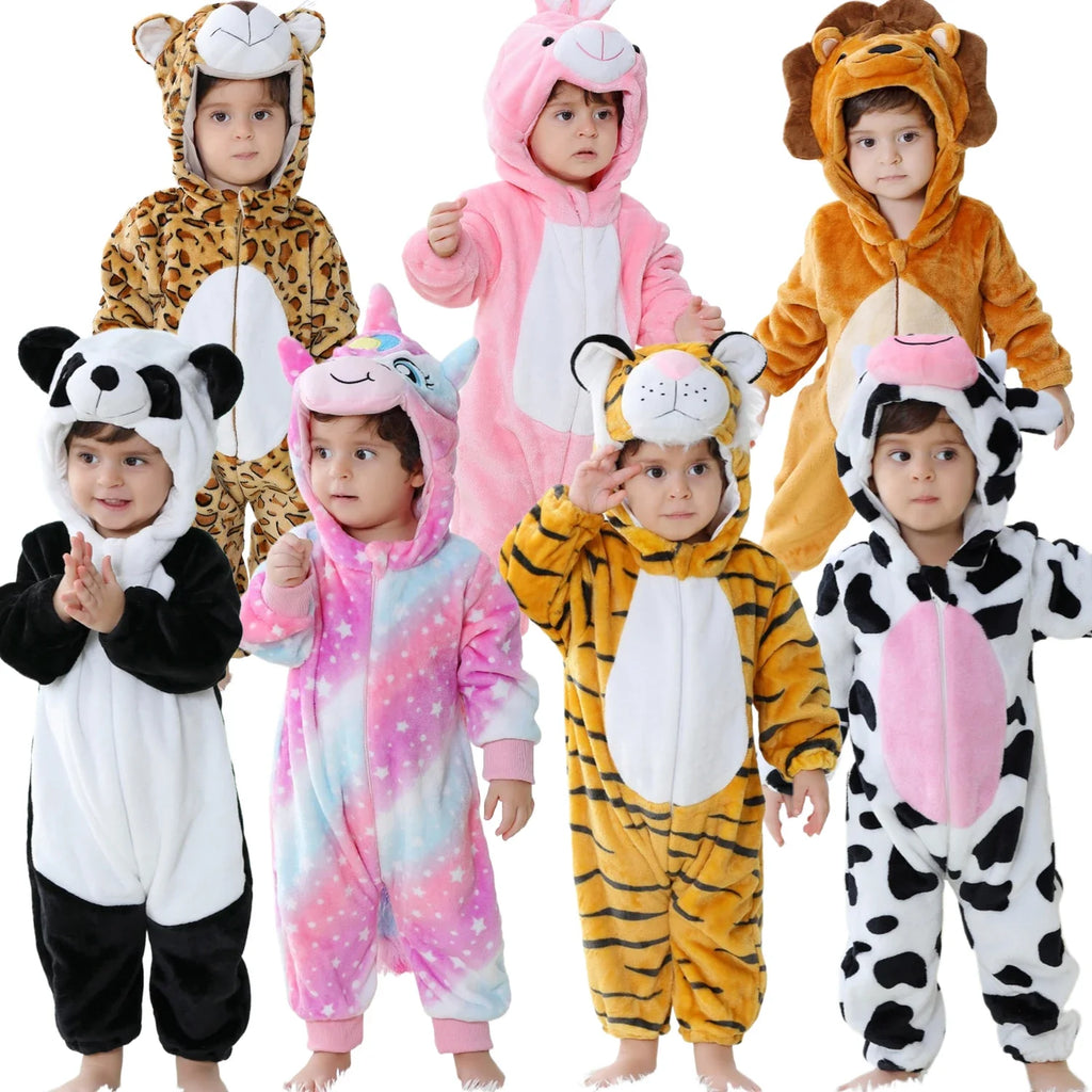 Baby & Toddler Animal Halloween Costume Romper – Hooded Plush Onesie