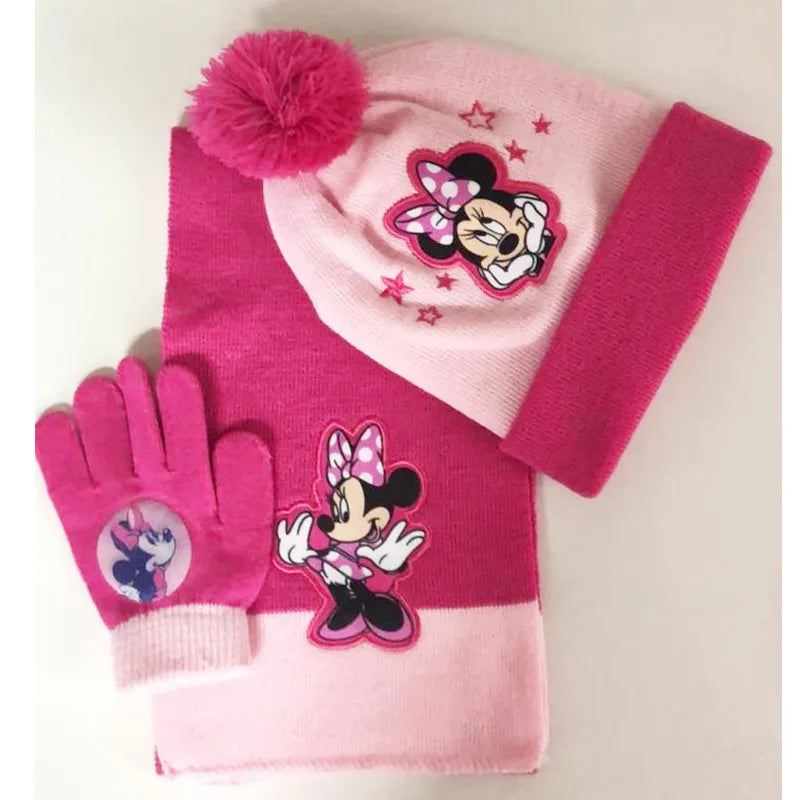 Cartoon Ice Princess and Anna Winter AKids 3-Piece Character Christmas Winter Set – Hat, Scarf & Gloves