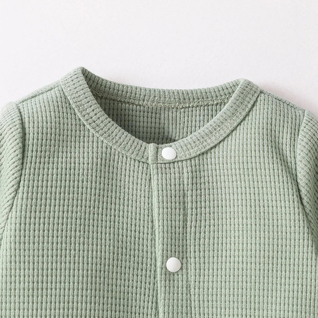 Lil Dudes Baby Boy Waffle Knit Long-Sleeve Romper