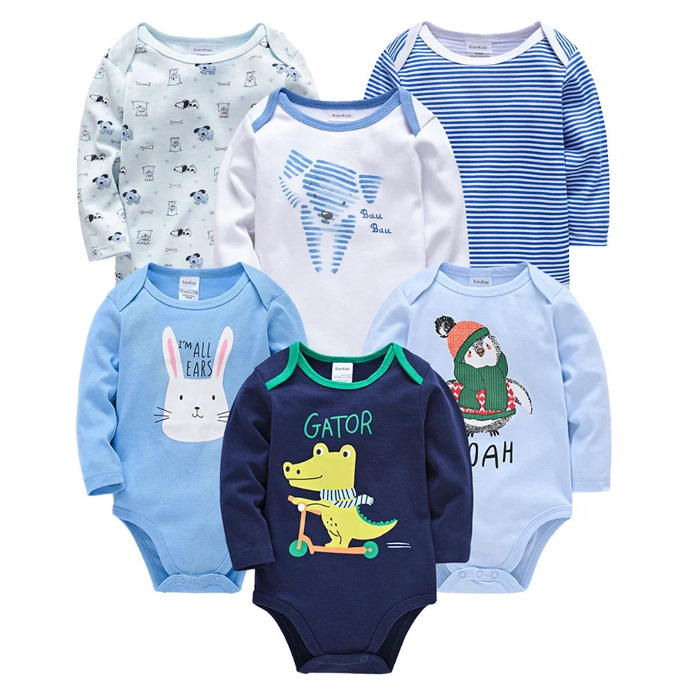 Lil Dudes 6-Piece Baby Boy Long-Sleeve Bodysuit Set