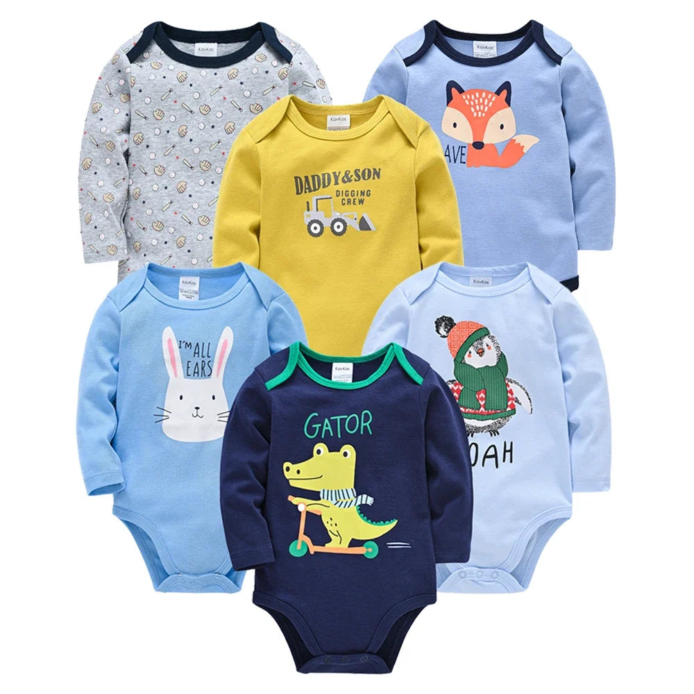 Lil Dudes 6-Piece Baby Boy Long-Sleeve Bodysuit Set
