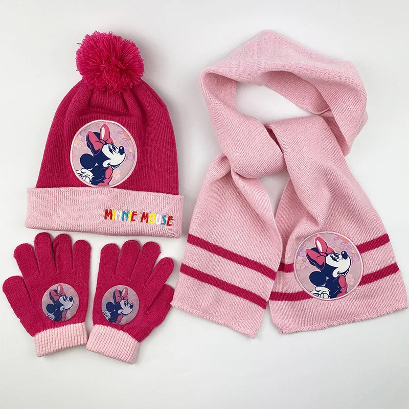 Cartoon Ice Princess and Anna Winter AKids 3-Piece Character Christmas Winter Set – Hat, Scarf & Gloves