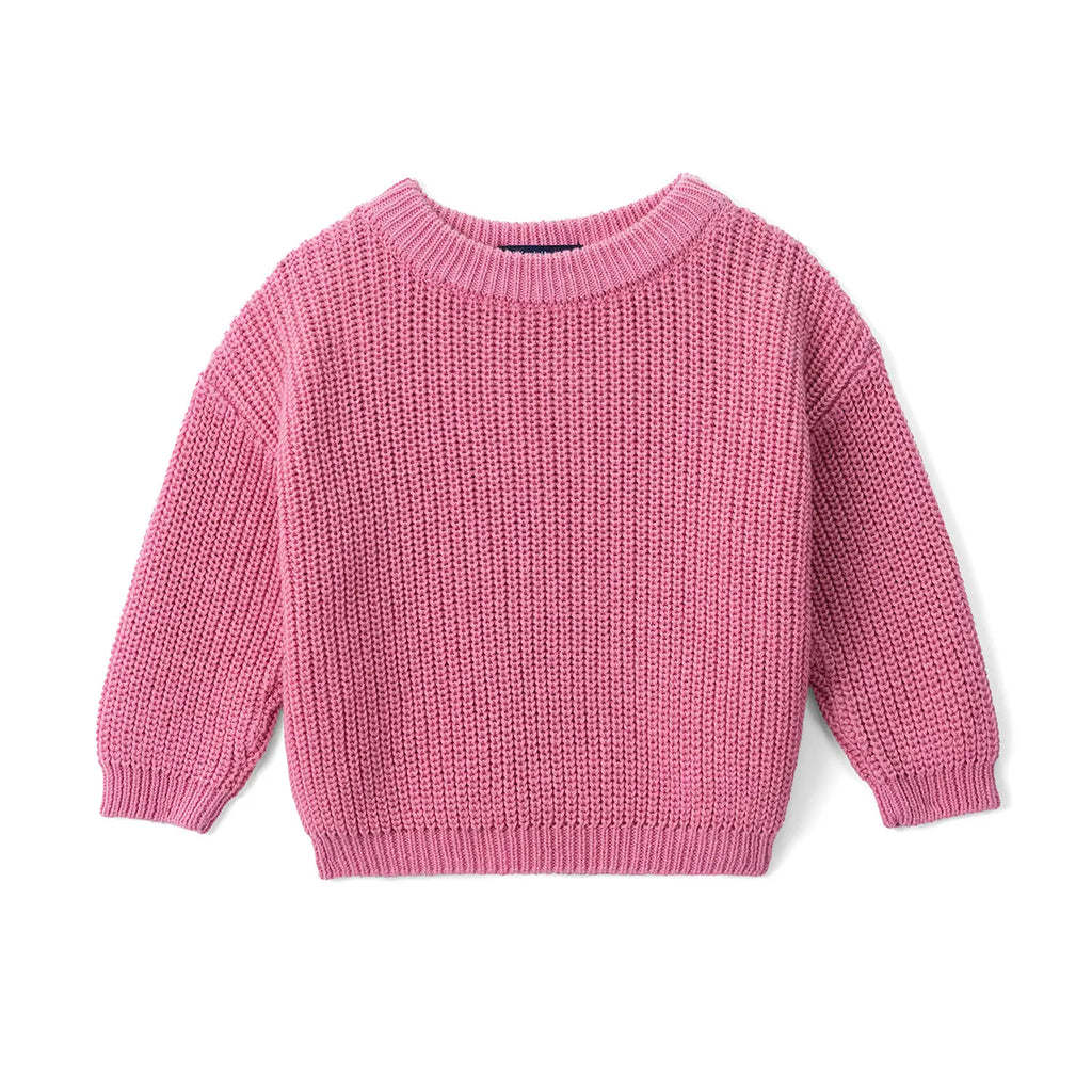 Beautifully Spotted™ Cozy Knit Baby & Toddler Sweater – Rose Pink