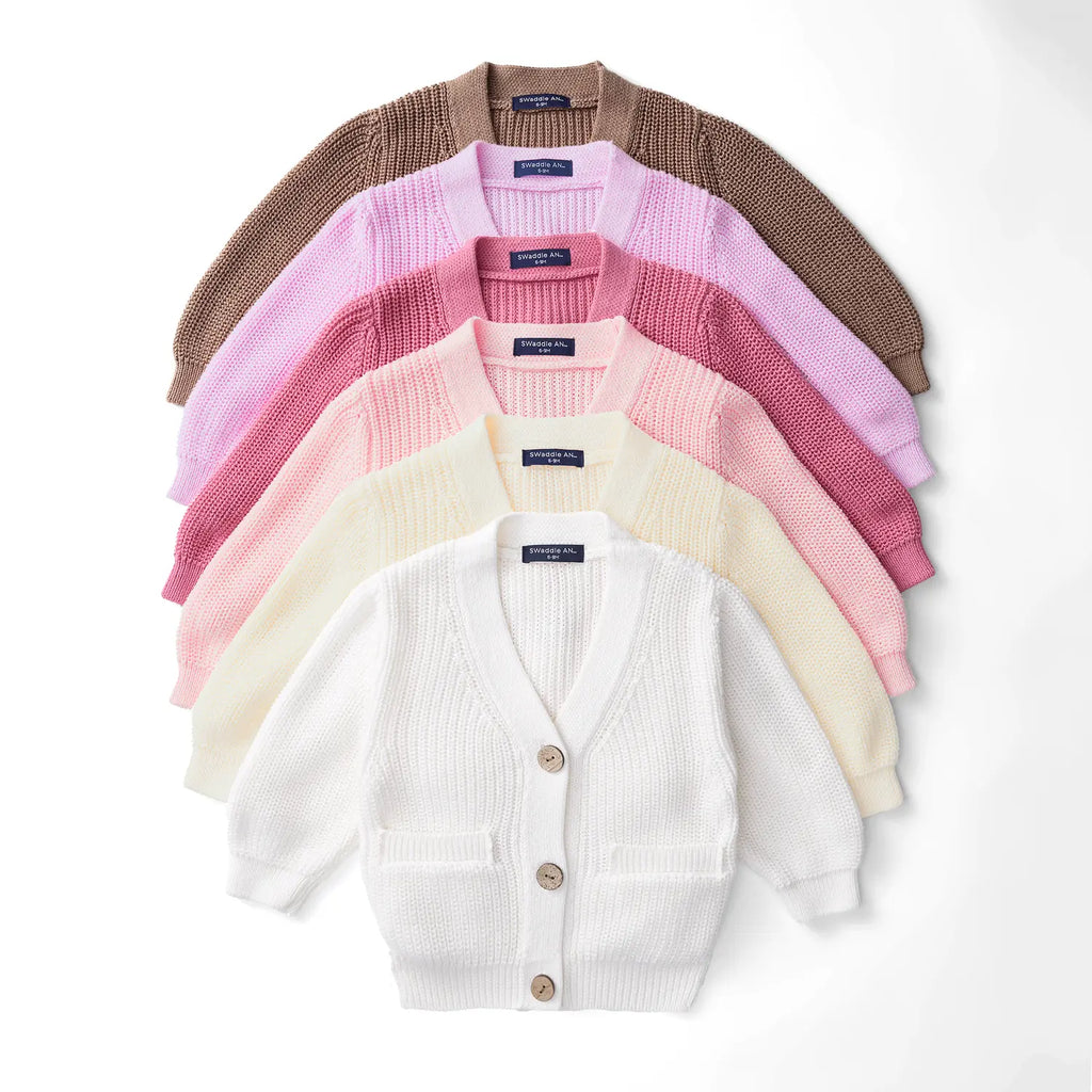 Beautifully Spotted™ Classic Knit Baby & Toddler Cardigan – Mocha