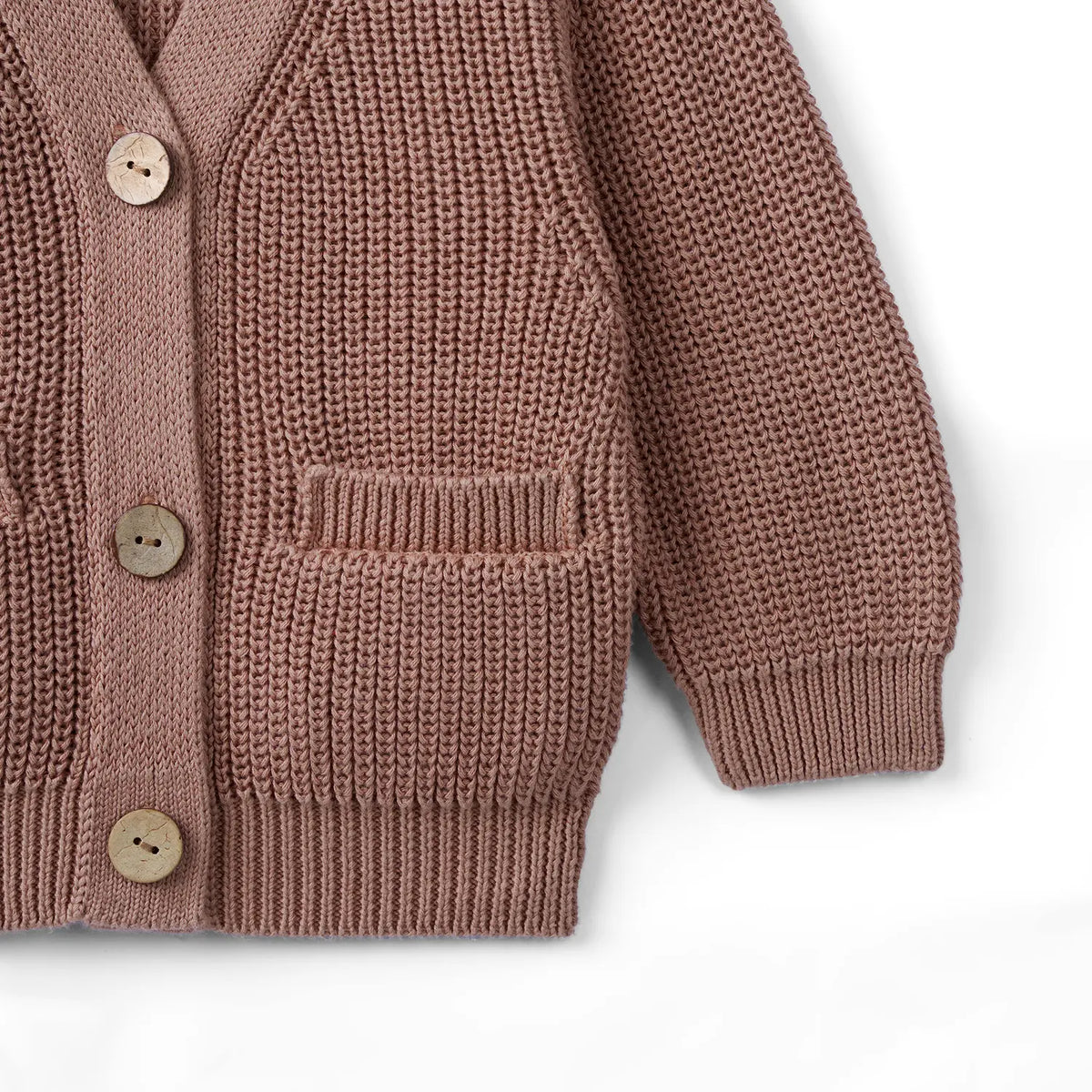 Beautifully Spotted™ Classic Knit Baby & Toddler Cardigan – Mocha