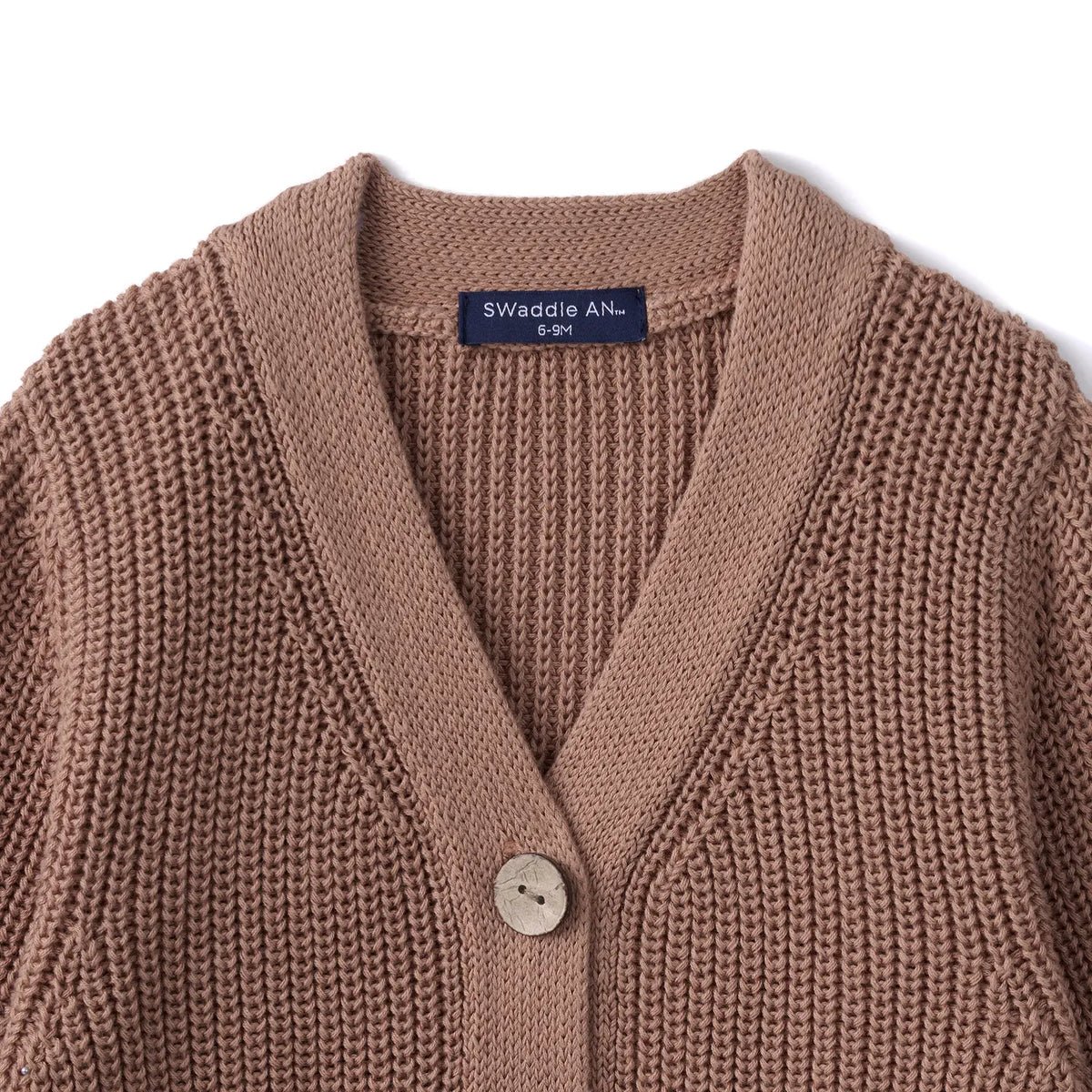 Beautifully Spotted™ Classic Knit Baby & Toddler Cardigan – Mocha
