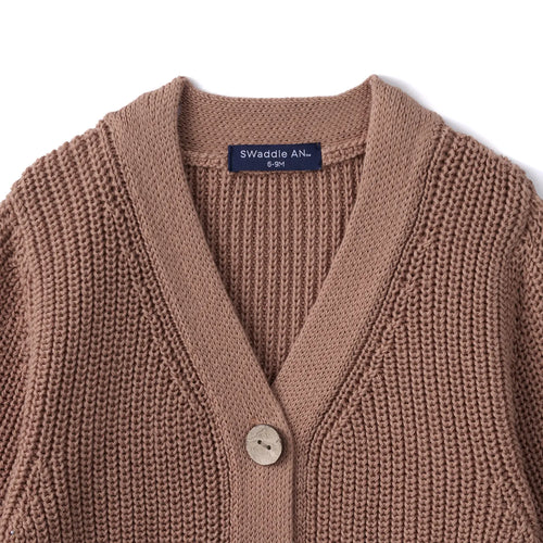 Beautifully Spotted™ Classic Knit Baby & Toddler Cardigan – Mocha