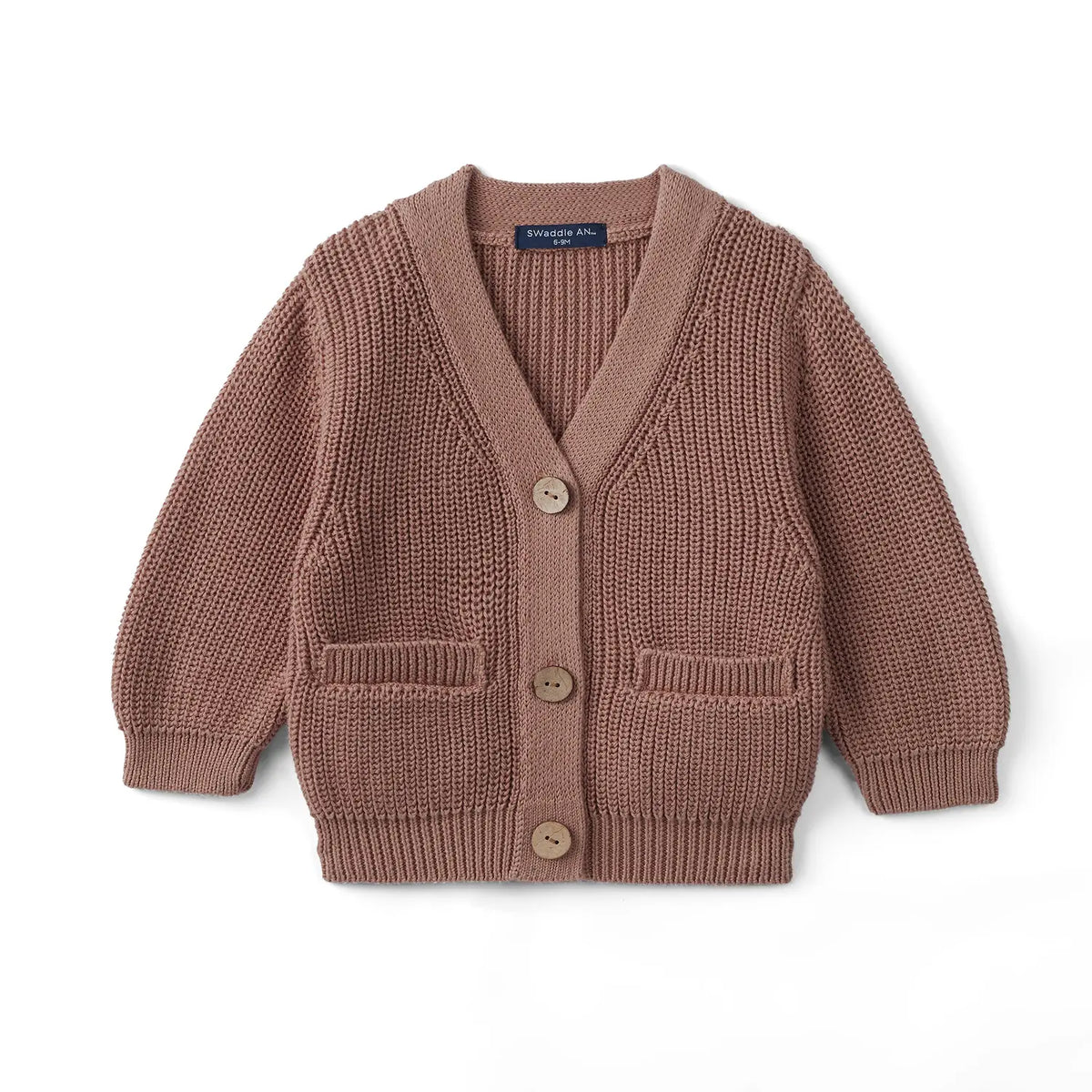 Beautifully Spotted™ Classic Knit Baby & Toddler Cardigan – Mocha