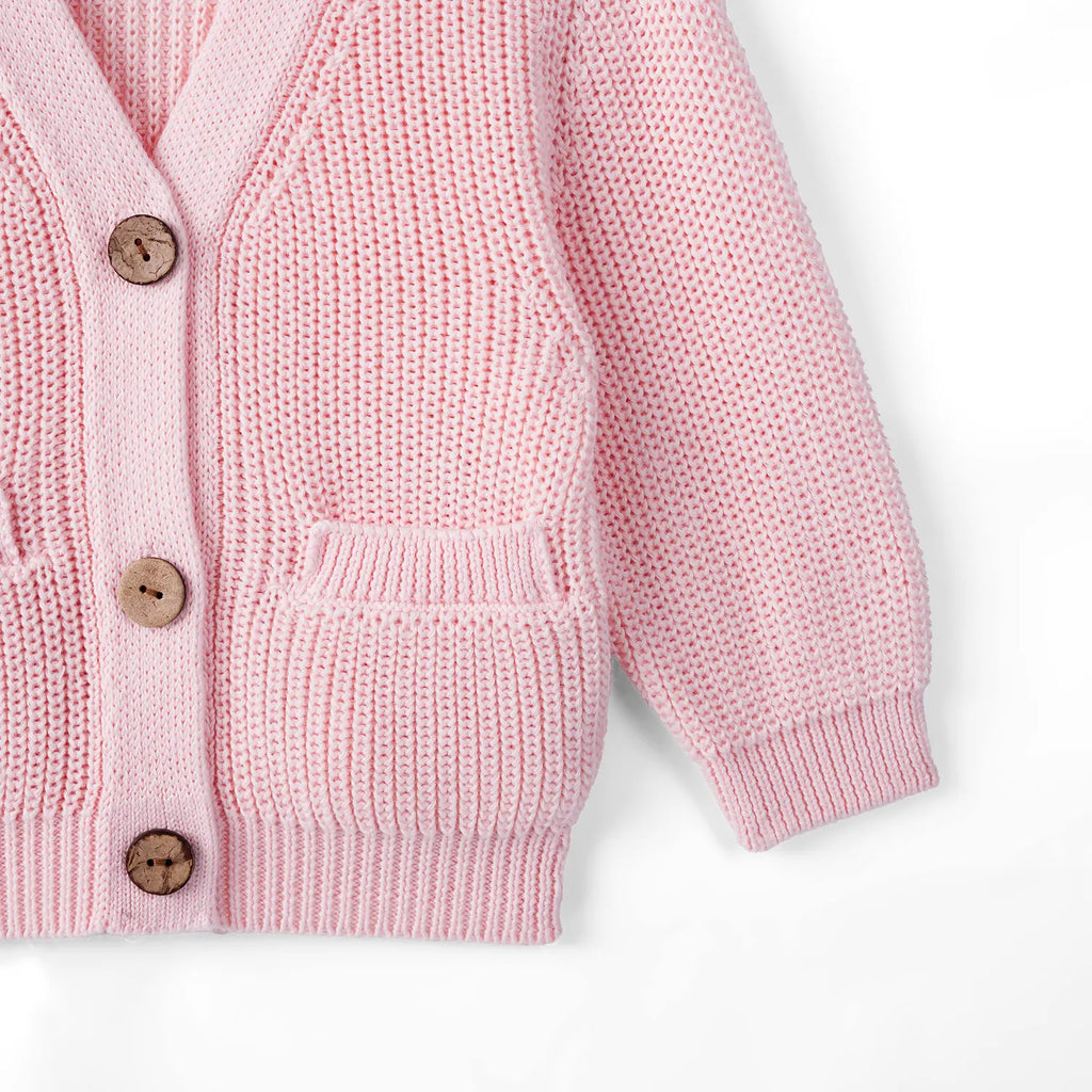 Beautifully Spotted™ Classic Knit Baby & Toddler Cardigan – Pink