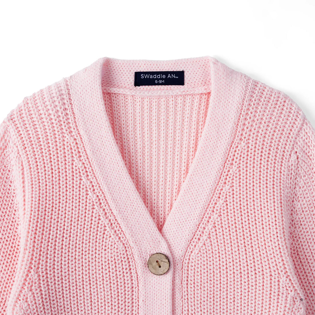 Beautifully Spotted™ Classic Knit Baby & Toddler Cardigan – Pink