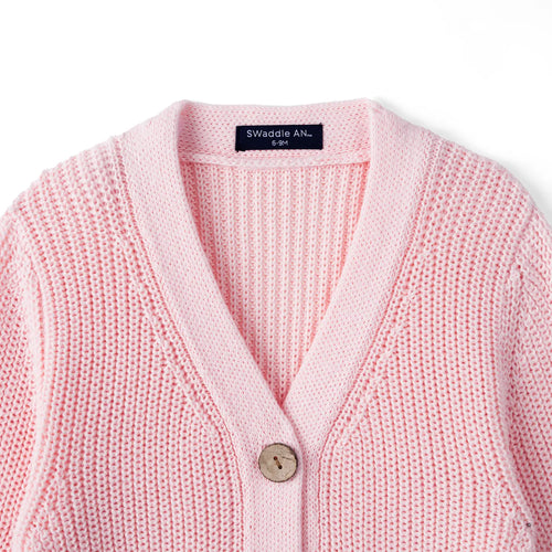 Beautifully Spotted™ Classic Knit Baby & Toddler Cardigan – Pink