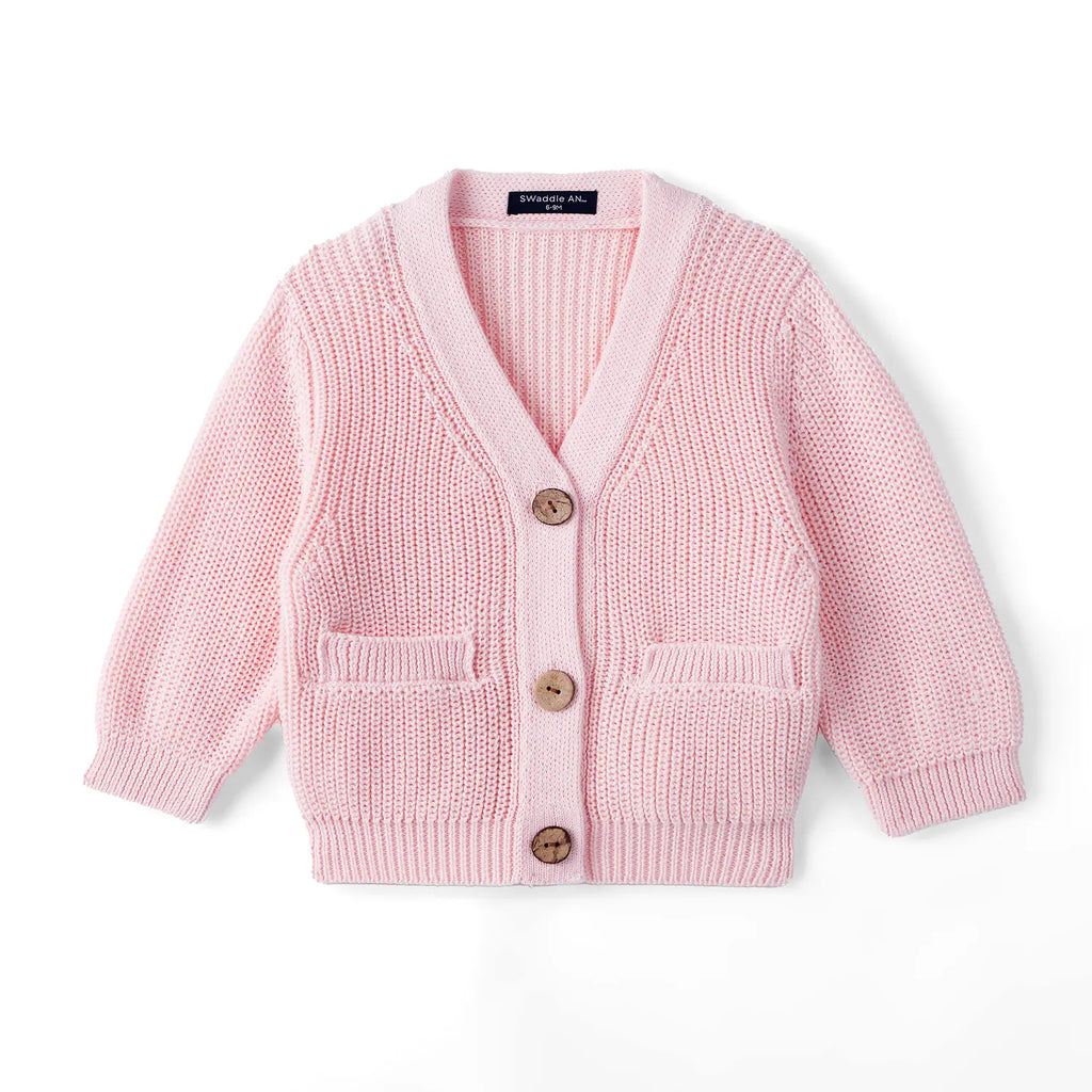 Beautifully Spotted™ Classic Knit Baby & Toddler Cardigan – Pink