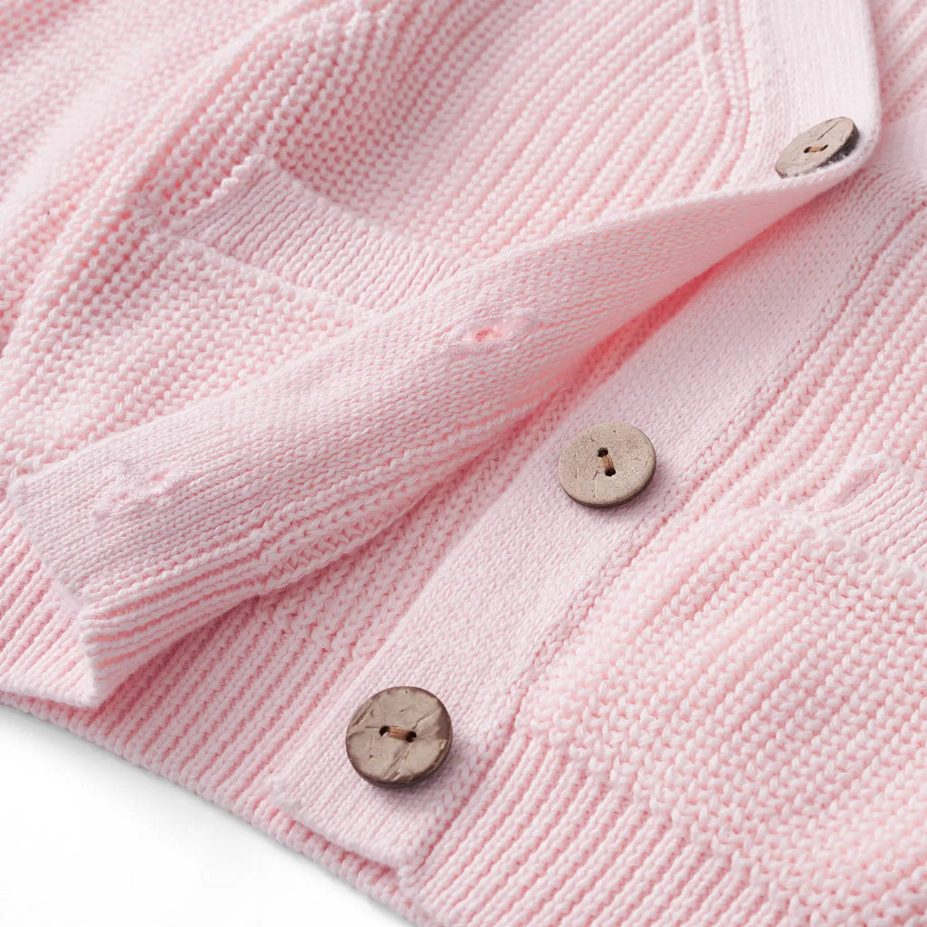 Beautifully Spotted™ Classic Knit Baby & Toddler Cardigan – Pink