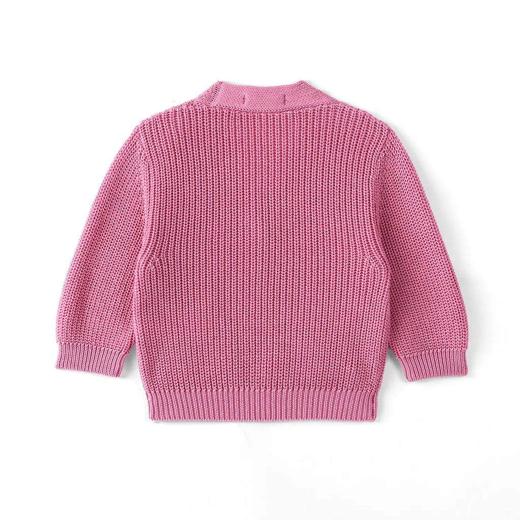Beautifully Spotted™ Classic Knit Baby & Toddler Cardigan – Rose Pink