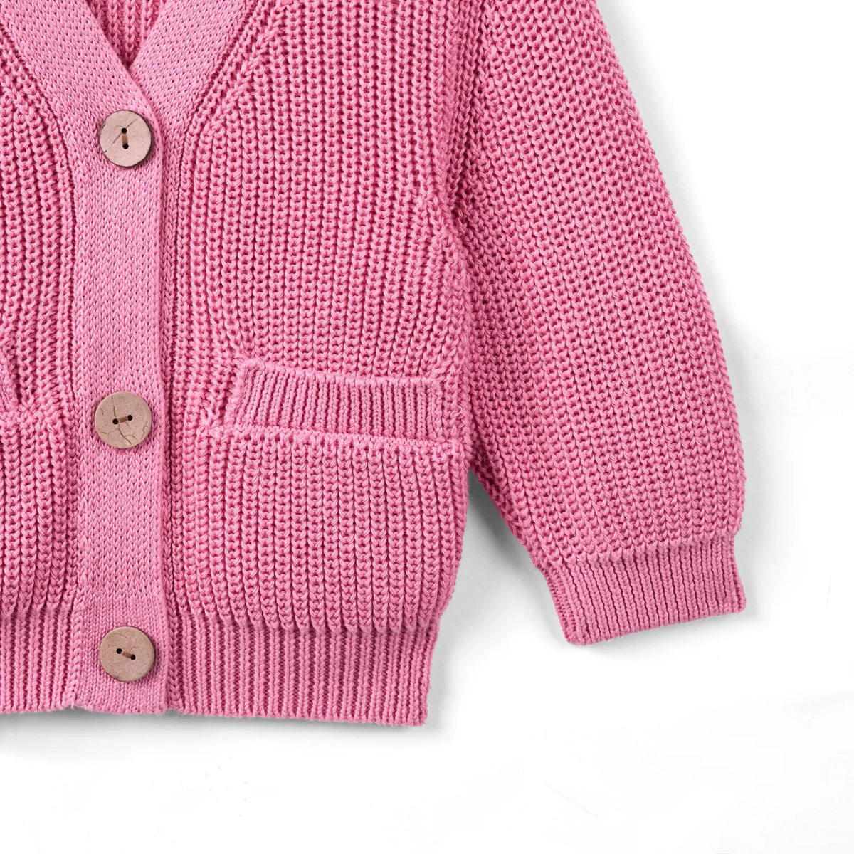 Beautifully Spotted™ Classic Knit Baby & Toddler Cardigan – Rose Pink