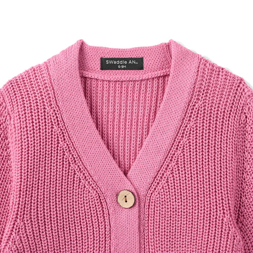 Beautifully Spotted™ Classic Knit Baby & Toddler Cardigan – Rose Pink