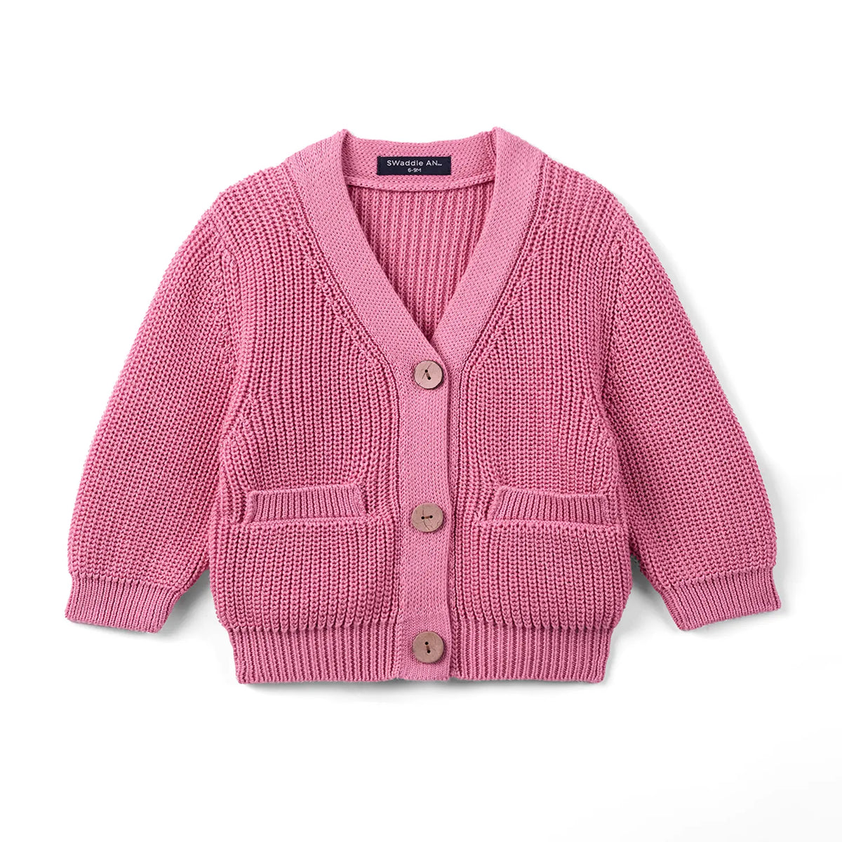 Beautifully Spotted™ Classic Knit Baby & Toddler Cardigan – Rose Pink