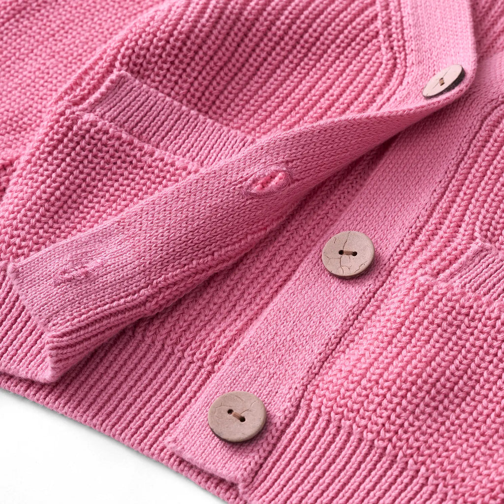 Beautifully Spotted™ Classic Knit Baby & Toddler Cardigan – Rose Pink