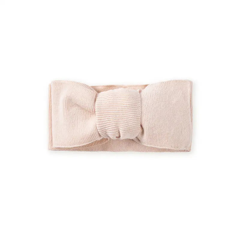 Beautifully Spotted™ Classic Knit Baby Bow Headband – Cream
