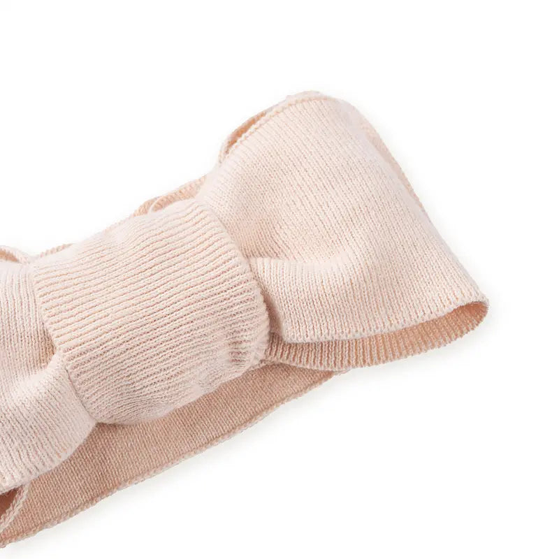 Beautifully Spotted™ Classic Knit Baby Bow Headband – Cream