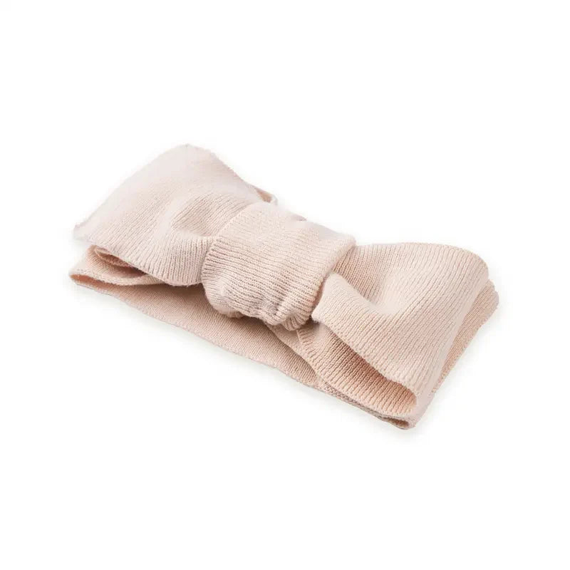 Beautifully Spotted™ Classic Knit Baby Bow Headband – Cream