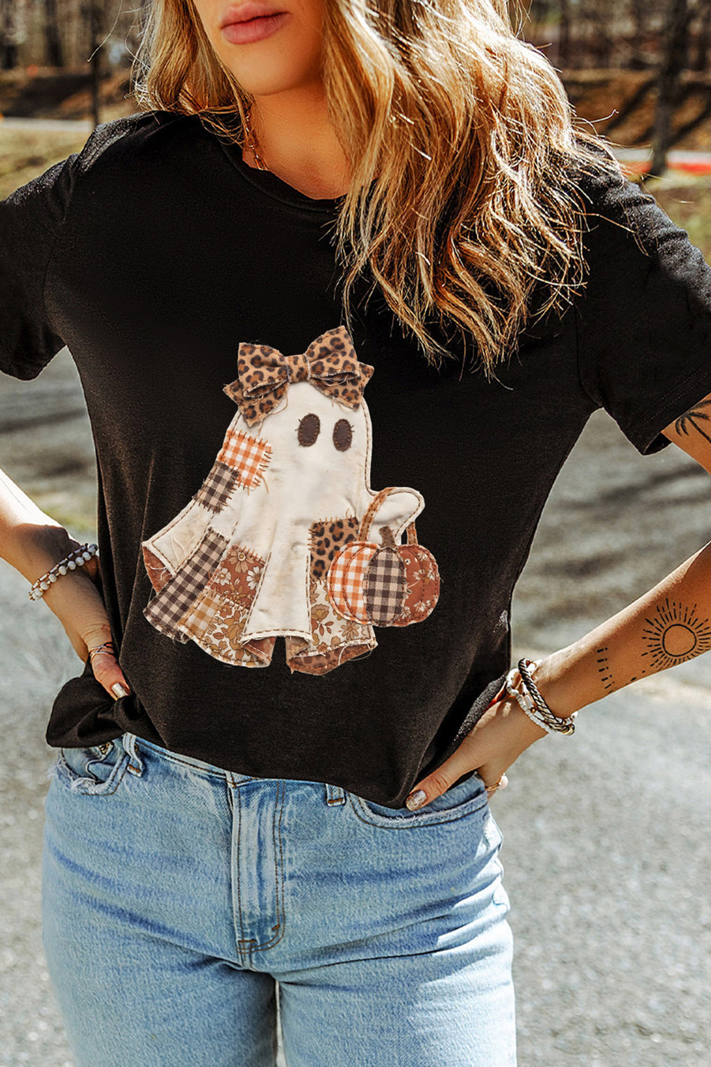 Spotted Boo Leopard Bow Graphic Tee