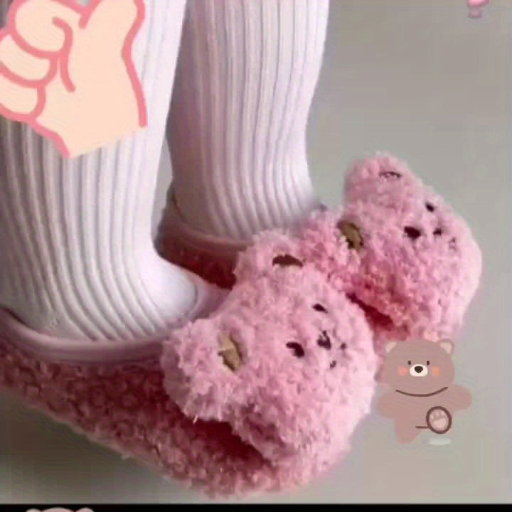 Lil Loves Cozy Bear Toddler Slipper Socks – Soft Non-Slip Indoor Shoes