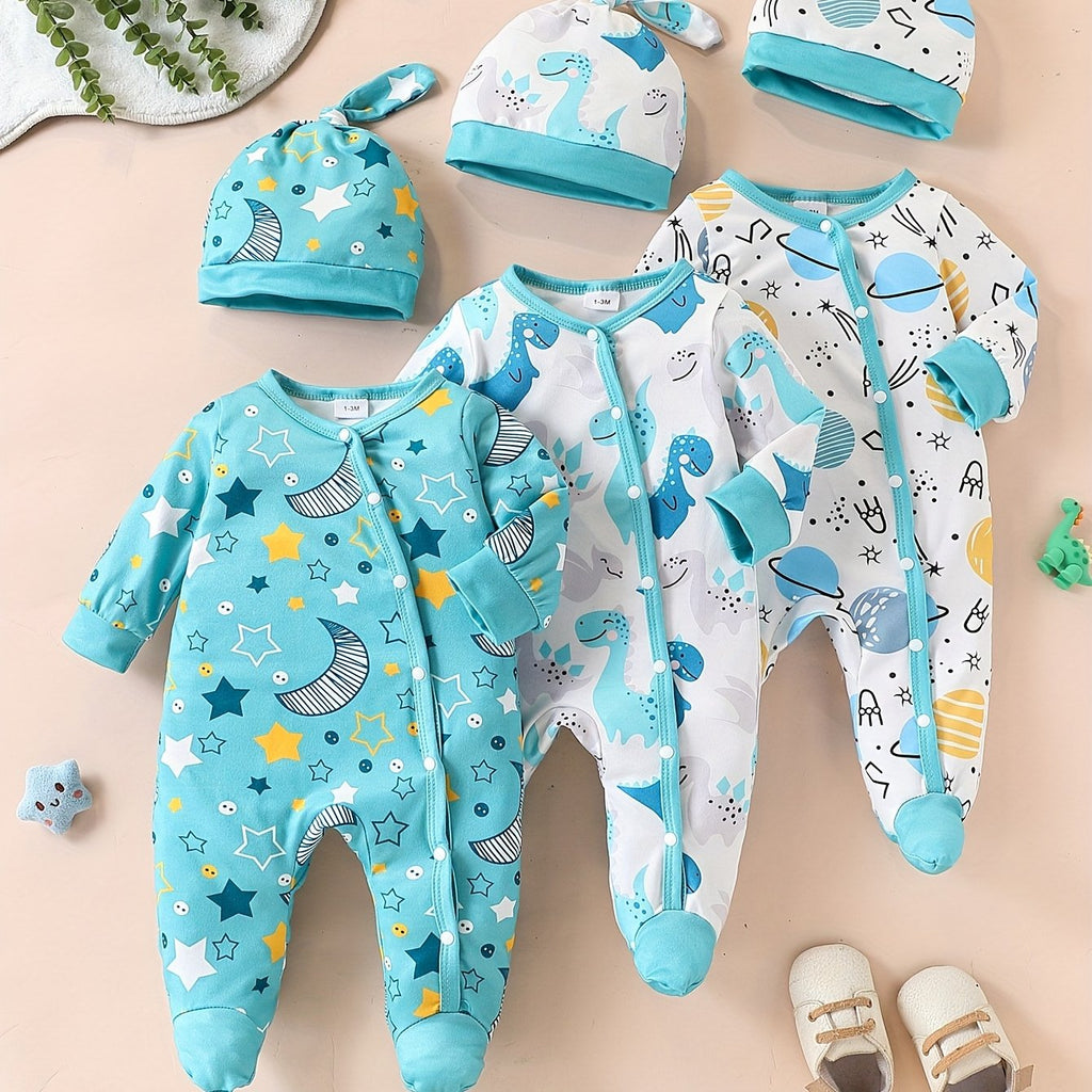 6pcs Baby Footed Onesie Set with HaLittle Dreamer 6-Piece Footed Onesie & Hat Set