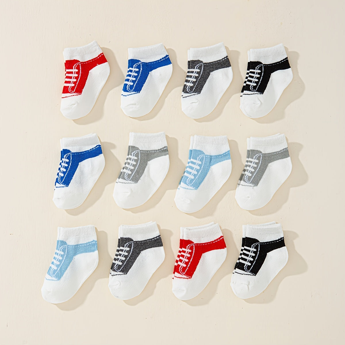 6-Pair Kids Casual Crew Socks – Colorful Stripe Sneaker Design