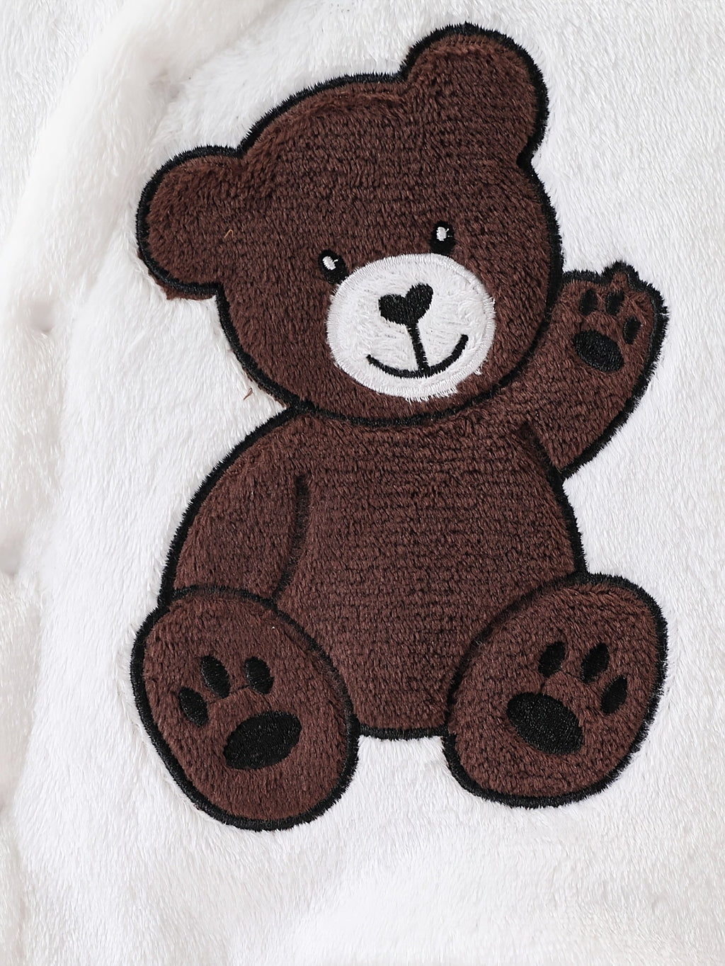 Cozy Teddy Plush Hooded Baby One-Piece