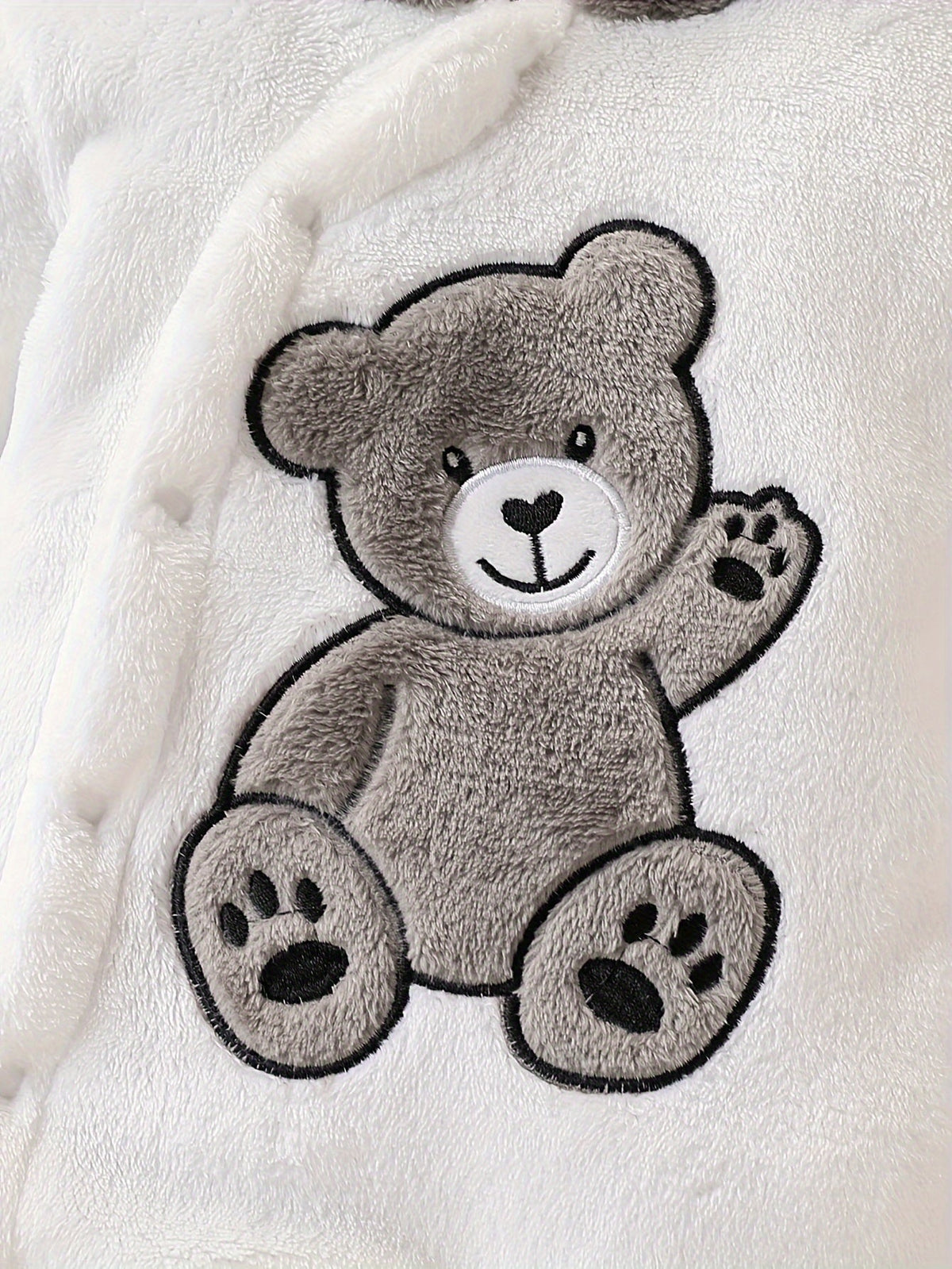 Cozy Teddy Plush Hooded Baby One-Piece