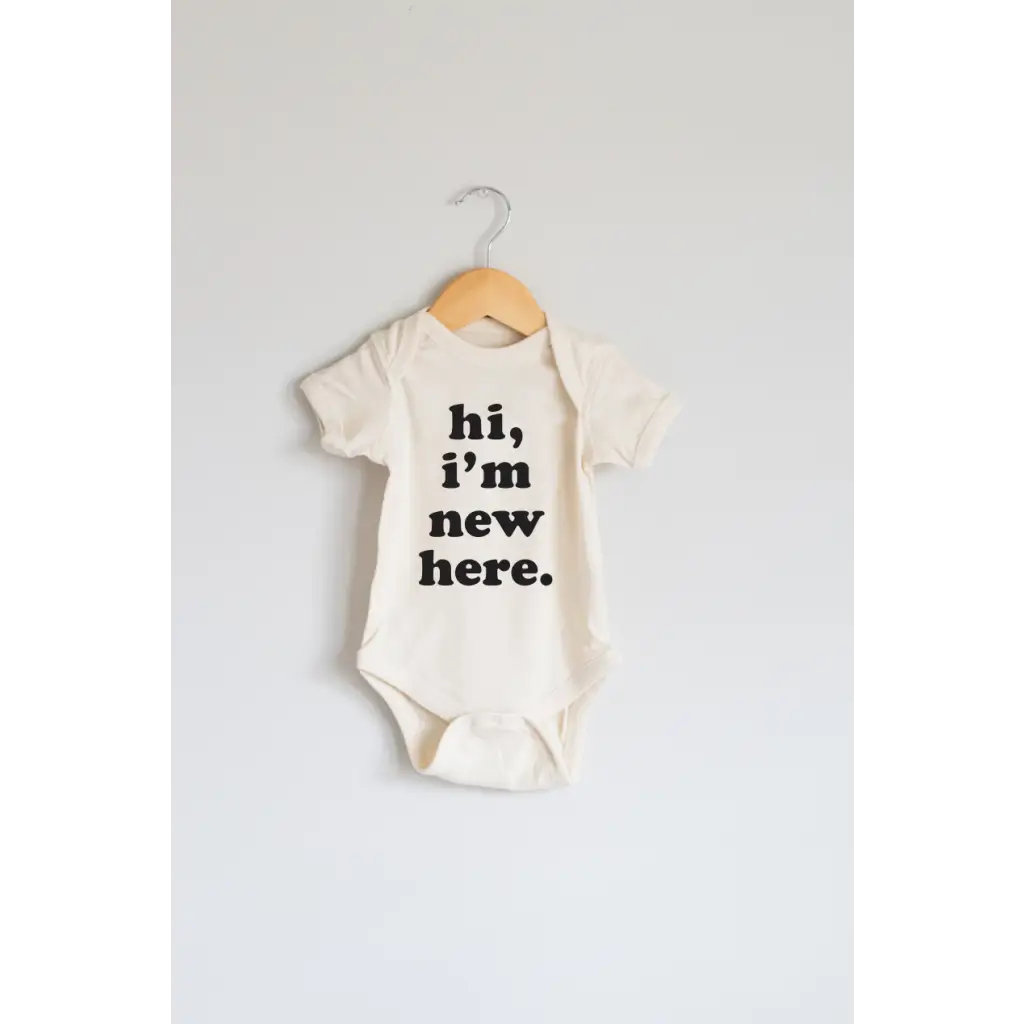 Beautifully Spotted™ Hi, I’m New Here Organic Baby Bodysuit