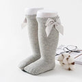 Girls Knee-High Bow Socks – Soft Cotton Dress Socks