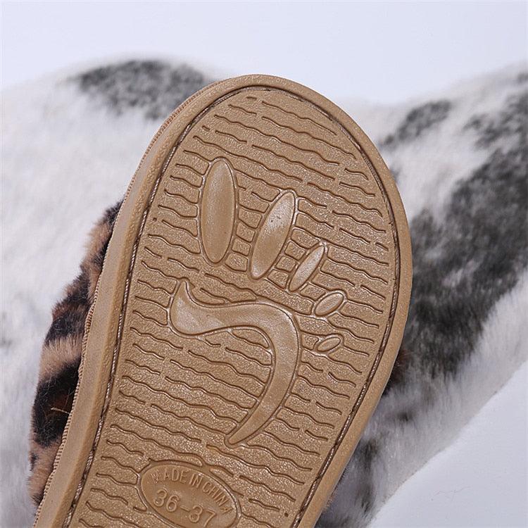 Wildly Cozy Leopard Print Faux Fur Slippers